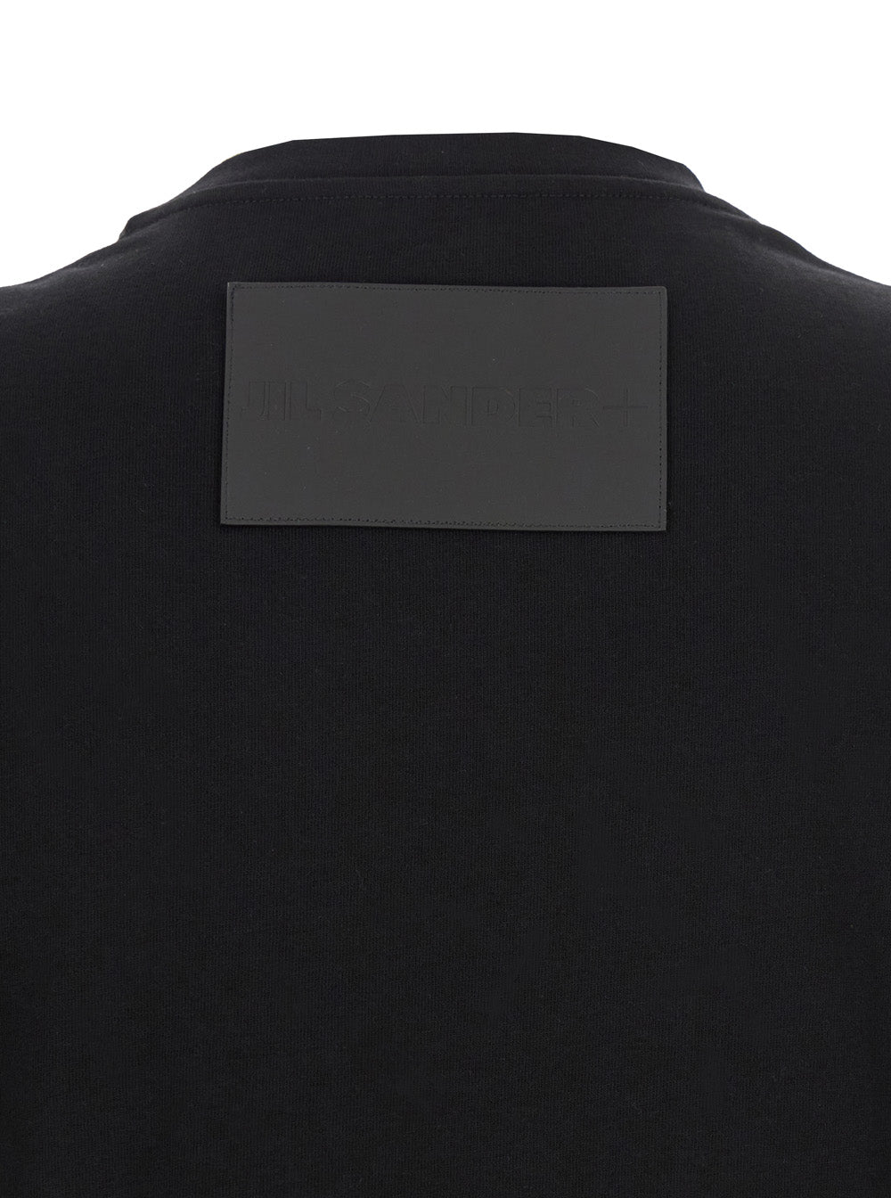 Black Crewneck T-Shirt with Logo Patch on the Rear in Cotton Man Tshirts And Polo Shirts