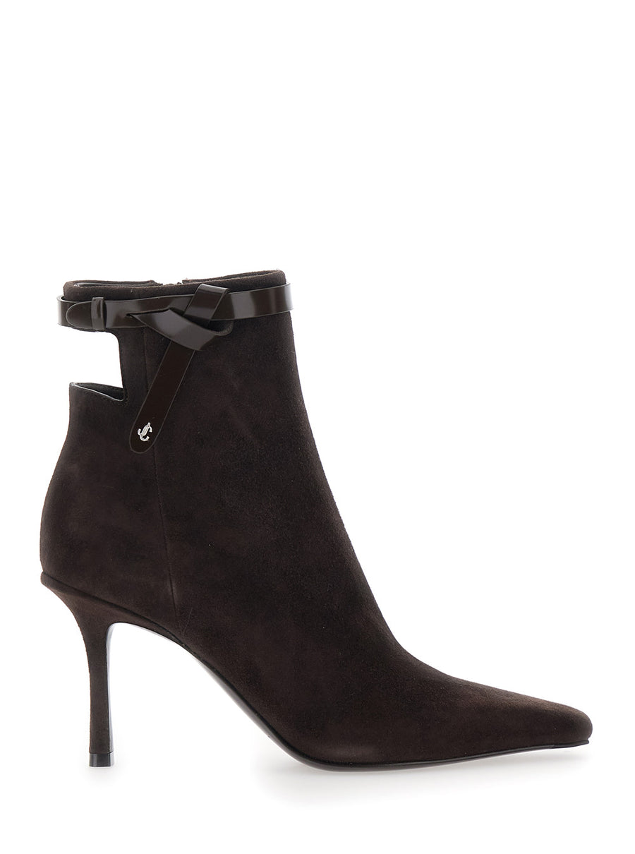 Brown Ankle Boots With Knot Detail Suede