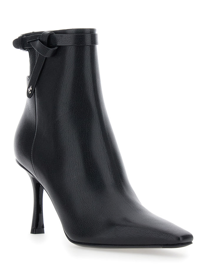 Camie Black Ankle Boots With Knot Detail Leather Woman