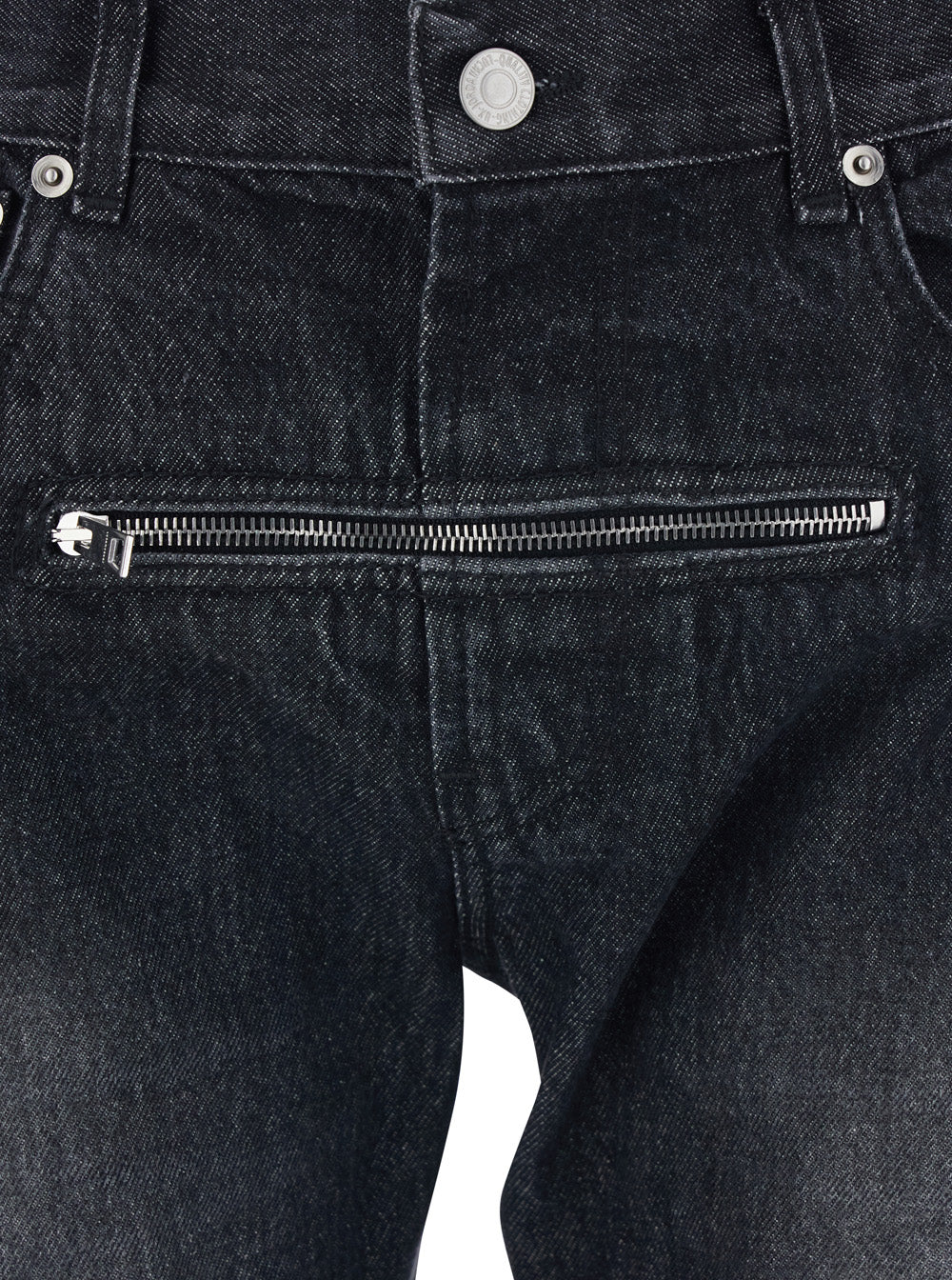 Black Jeans With Belt Loops And Front Zip Pocket Denim Man Cotton