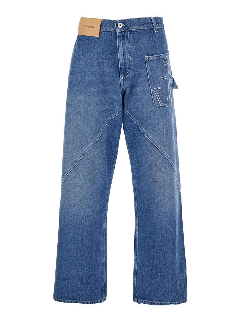 Light Blue Jeans With Twisted Design And One Front Patch Pocket Denim Man Cotton