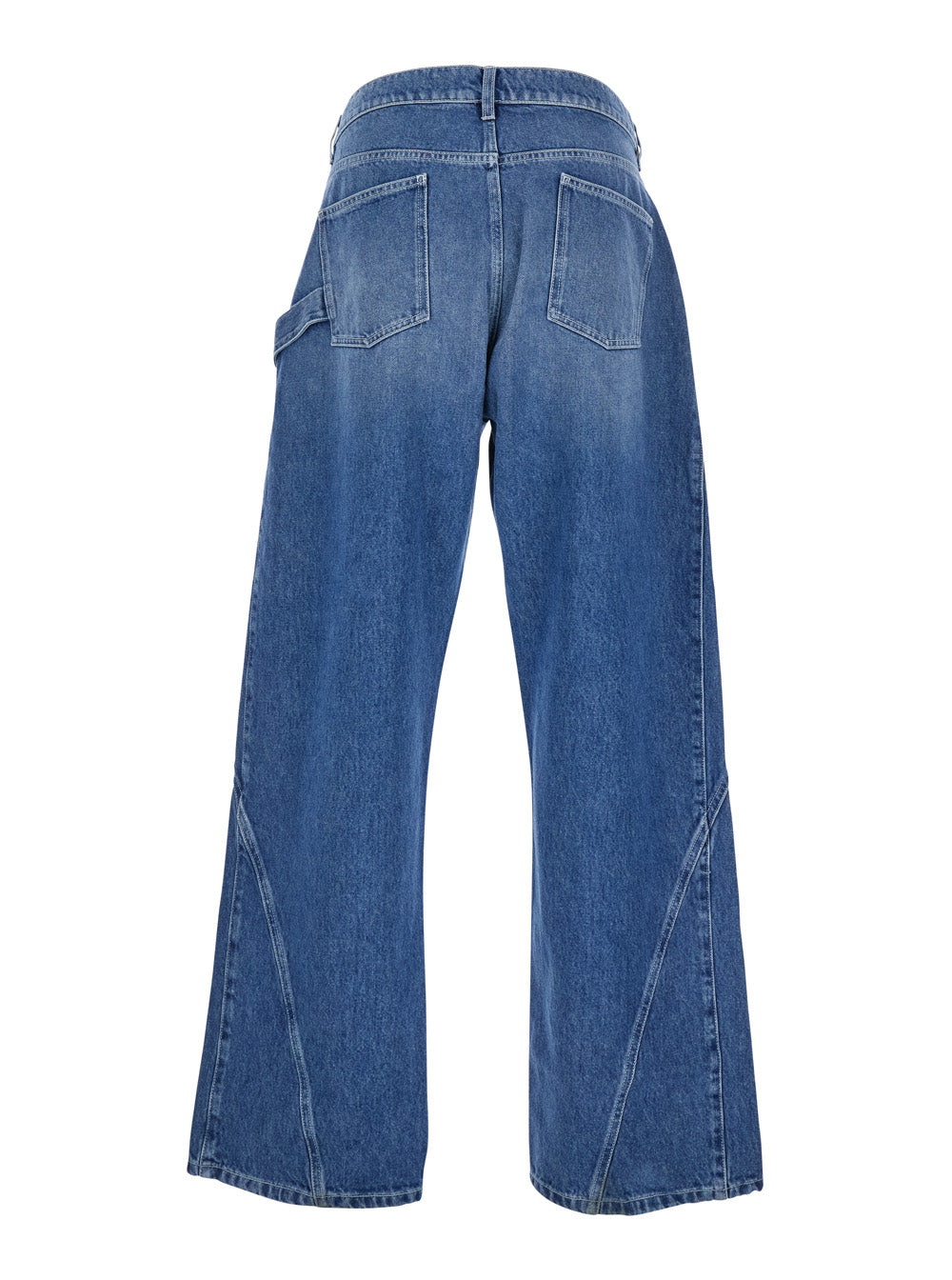 Light Blue Jeans With Twisted Design And One Front Patch Pocket Denim Man Cotton