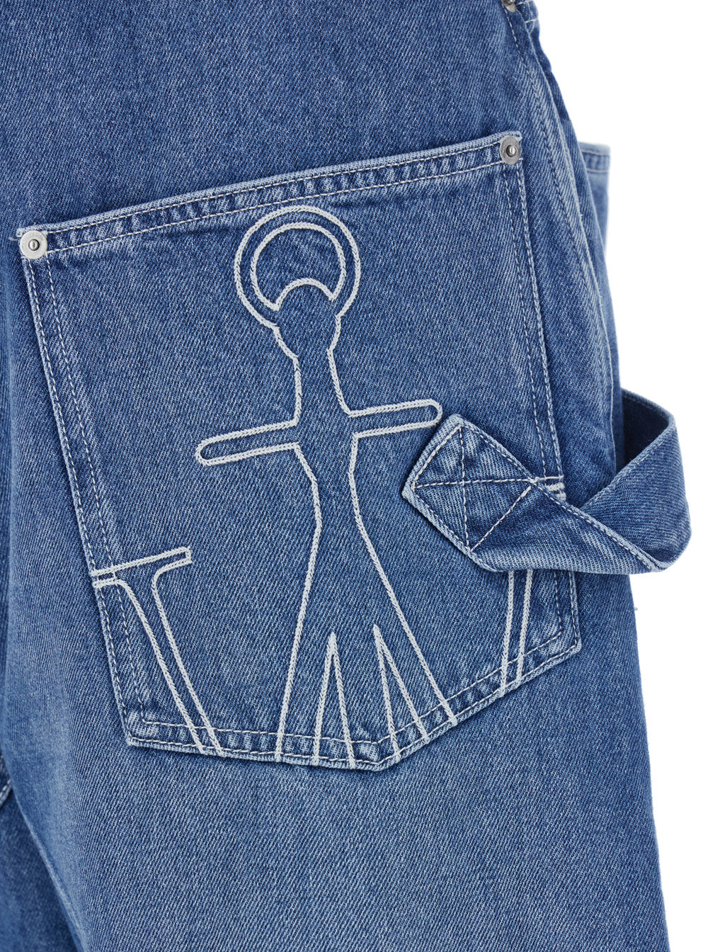Light Blue Jeans With Twisted Design And One Front Patch Pocket Denim Man Cotton