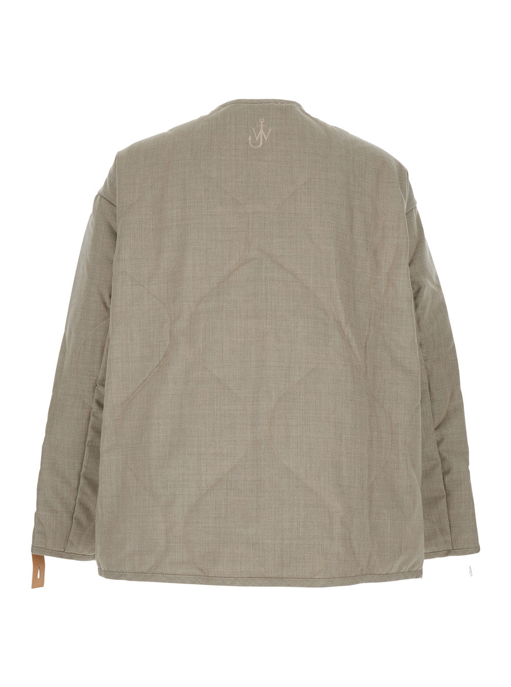 Beige Crewneck Jacket with Quilted Design on the Front and Logo Embroidery Rear in Fabric Man Outerwear
