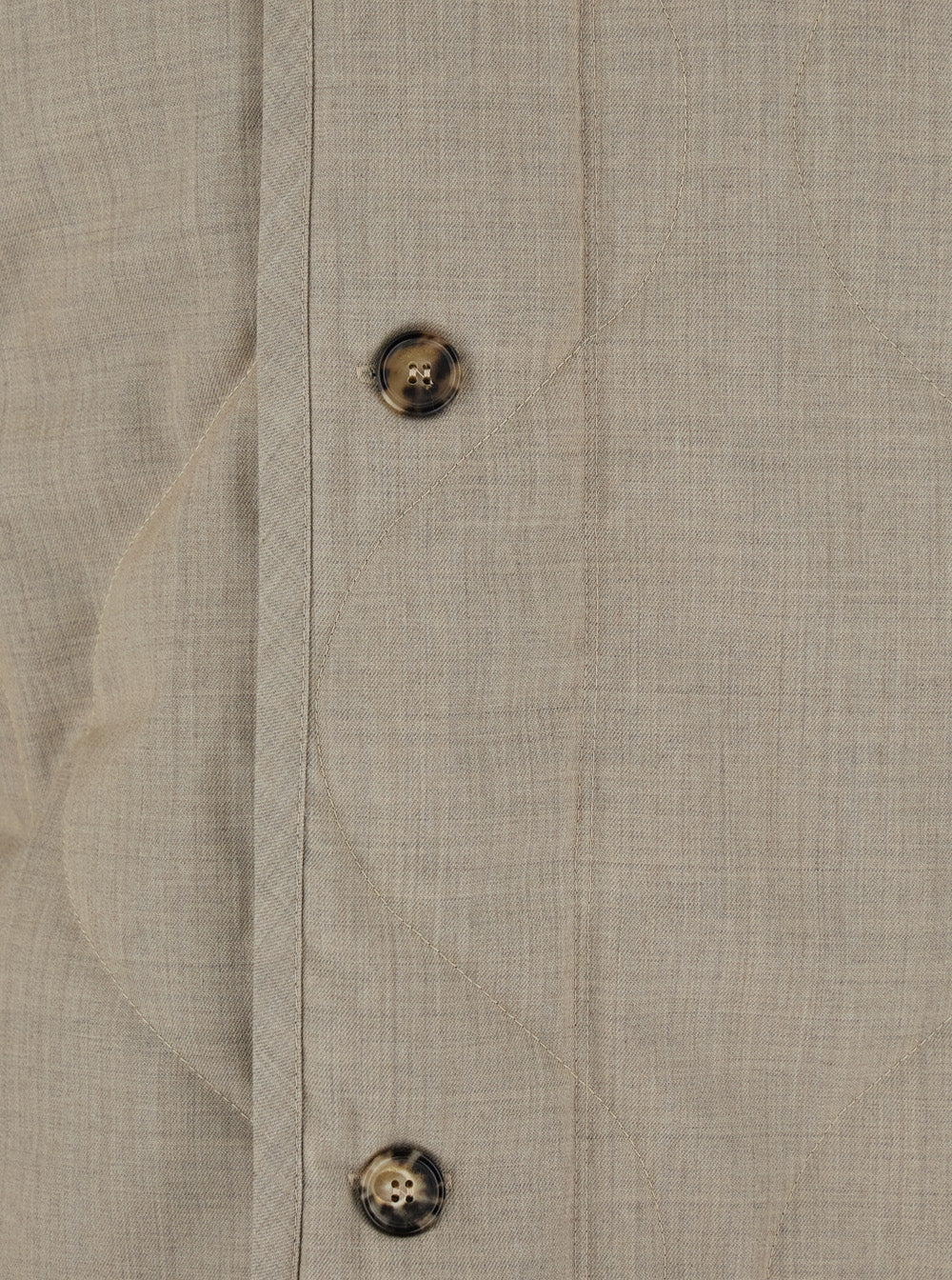 Beige Crewneck Jacket with Quilted Design on the Front and Logo Embroidery Rear in Fabric Man Outerwear