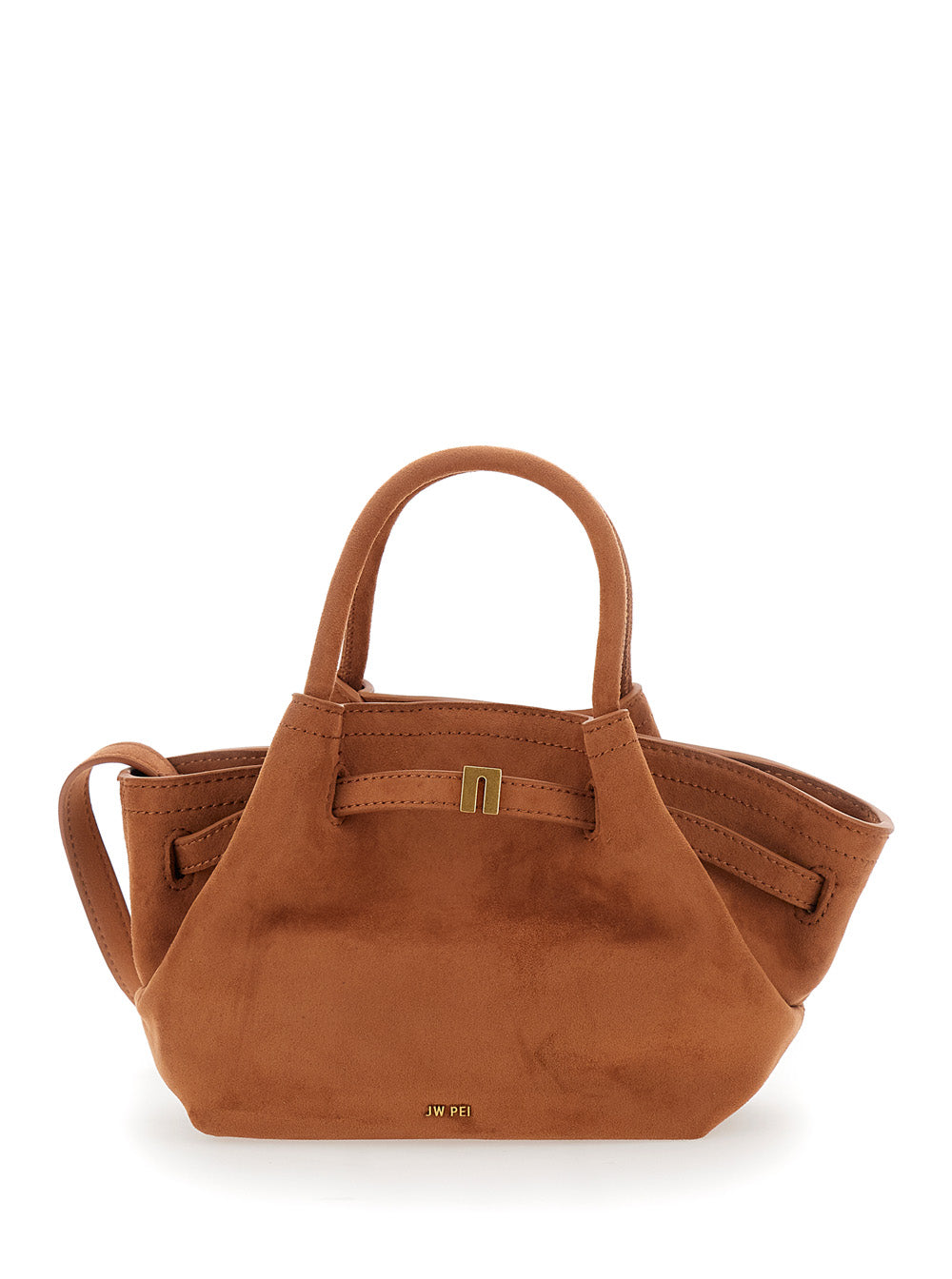 Hana Brown Mini Handbag With Removable Shoulder Strap And Logo Lettering On The Front Ecosuede Woman Polyester Spandex Hand Bags