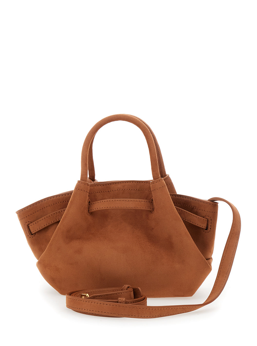 Hana Brown Mini Handbag With Removable Shoulder Strap And Logo Lettering On The Front Ecosuede Woman Polyester Spandex Hand Bags