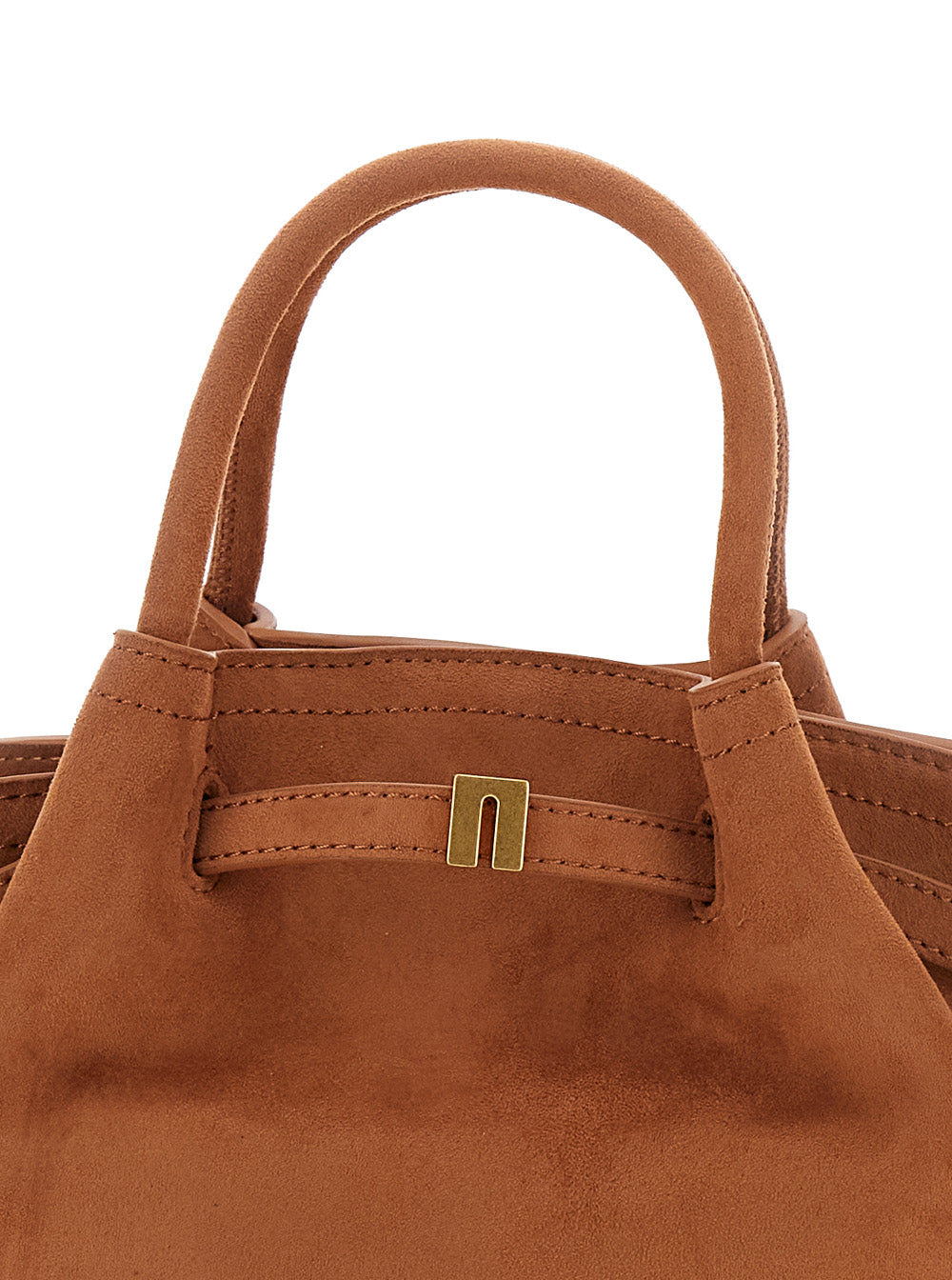 Hana Brown Mini Handbag With Removable Shoulder Strap And Logo Lettering On The Front Ecosuede Woman Polyester Spandex Hand Bags