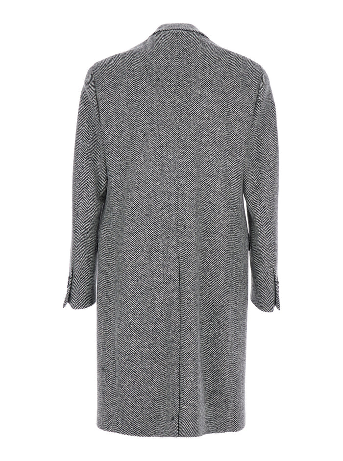 Grey Single-Breasted Coat with Classic Lapels in Wool Man Outerwear
