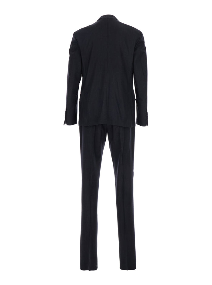 Grey Single-Breasted Suit with Classic Revers in Flanel Man Suits