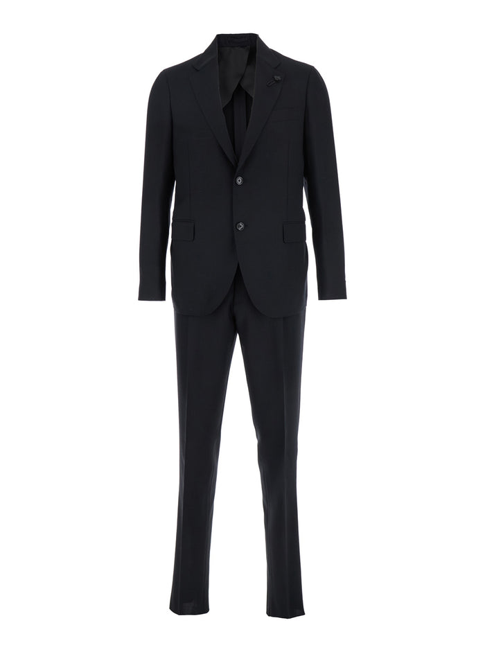 Black Single-Breasted Suit With Classic Revers Flanel Man Suits
