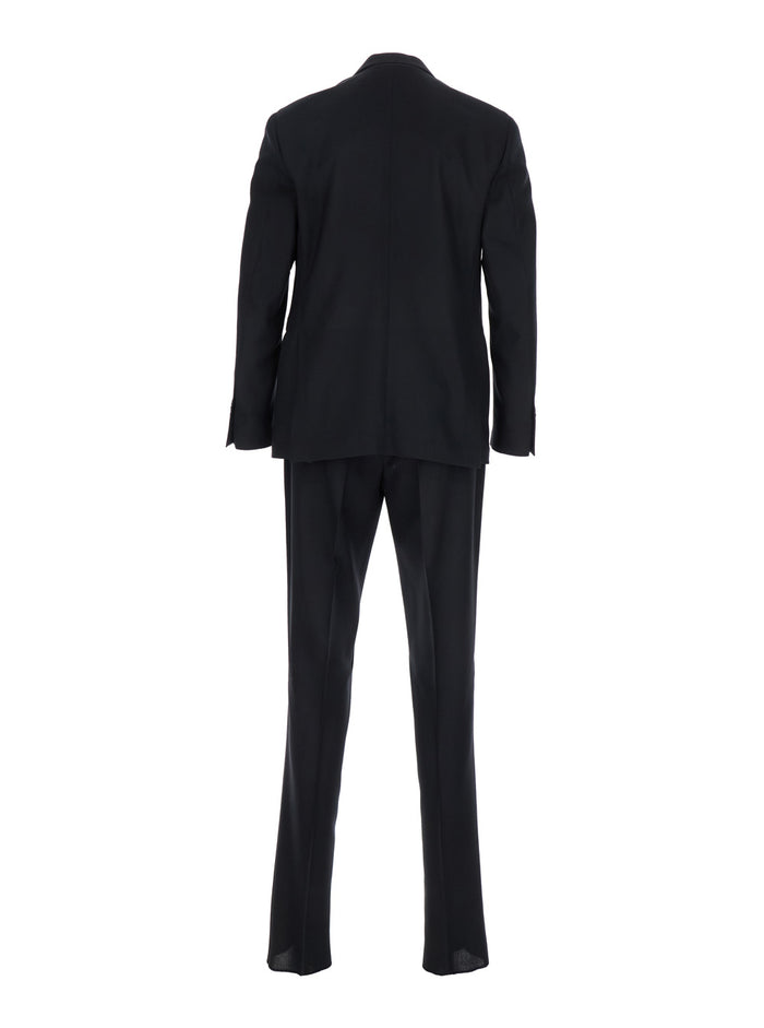 Black Single-Breasted Suit With Classic Revers Flanel Man Suits