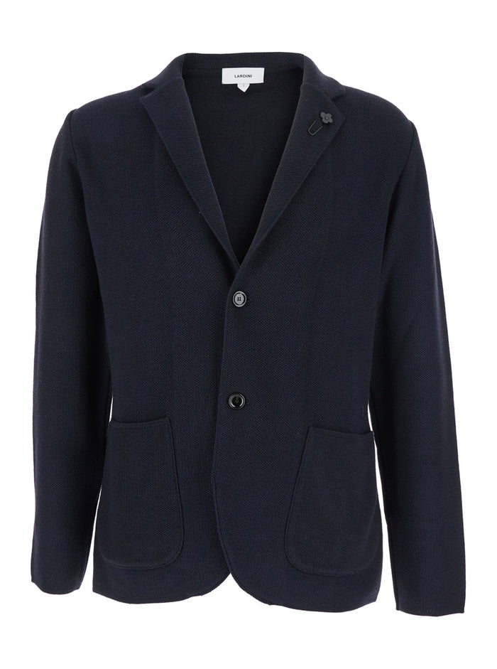 Blue Jacket With Classic Lapels And Button Fastening Cotton Man Blu Blazers