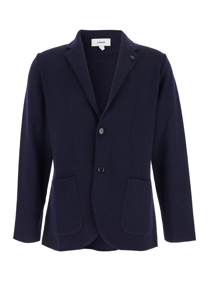 Blue Jacket With Classic Lapels And Button Fastening Cotton Man Blu Blazers