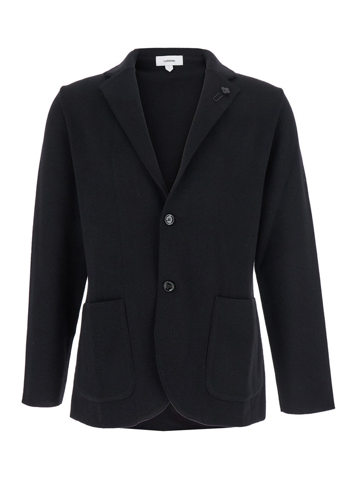 Black Jacket With Classic Lapels And Button Fastening Cotton Man Blazers