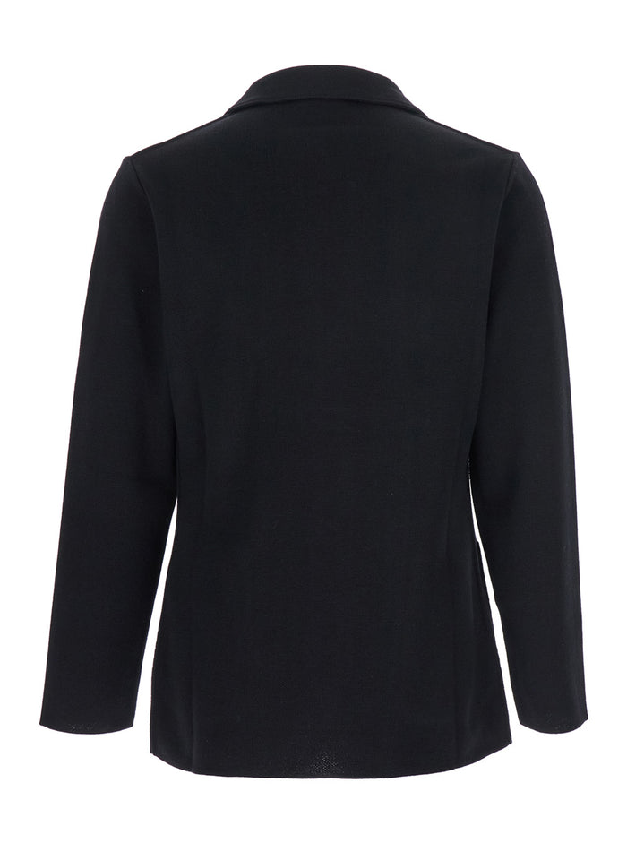 Black Jacket With Classic Lapels And Button Fastening Cotton Man Blazers