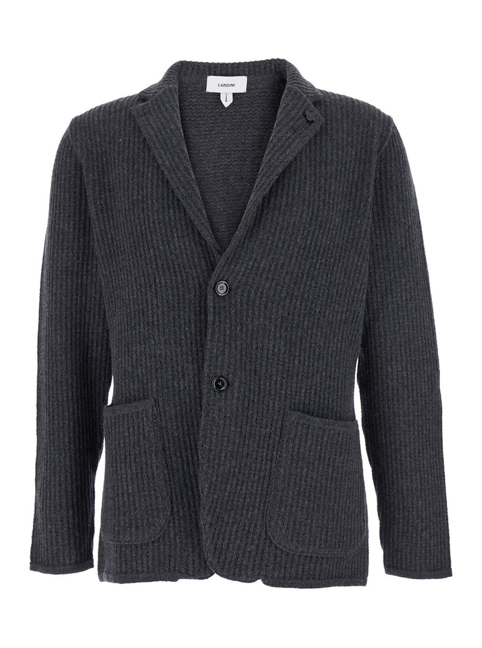 Grey Jacket With Classic Lapels And Button Fastening Cotton Man Blazers