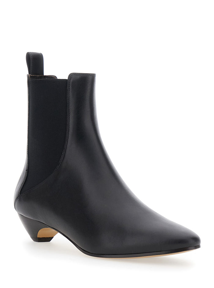 Allegra Chelsea Black Ankle Boots With Elastic Panels Leather Woman