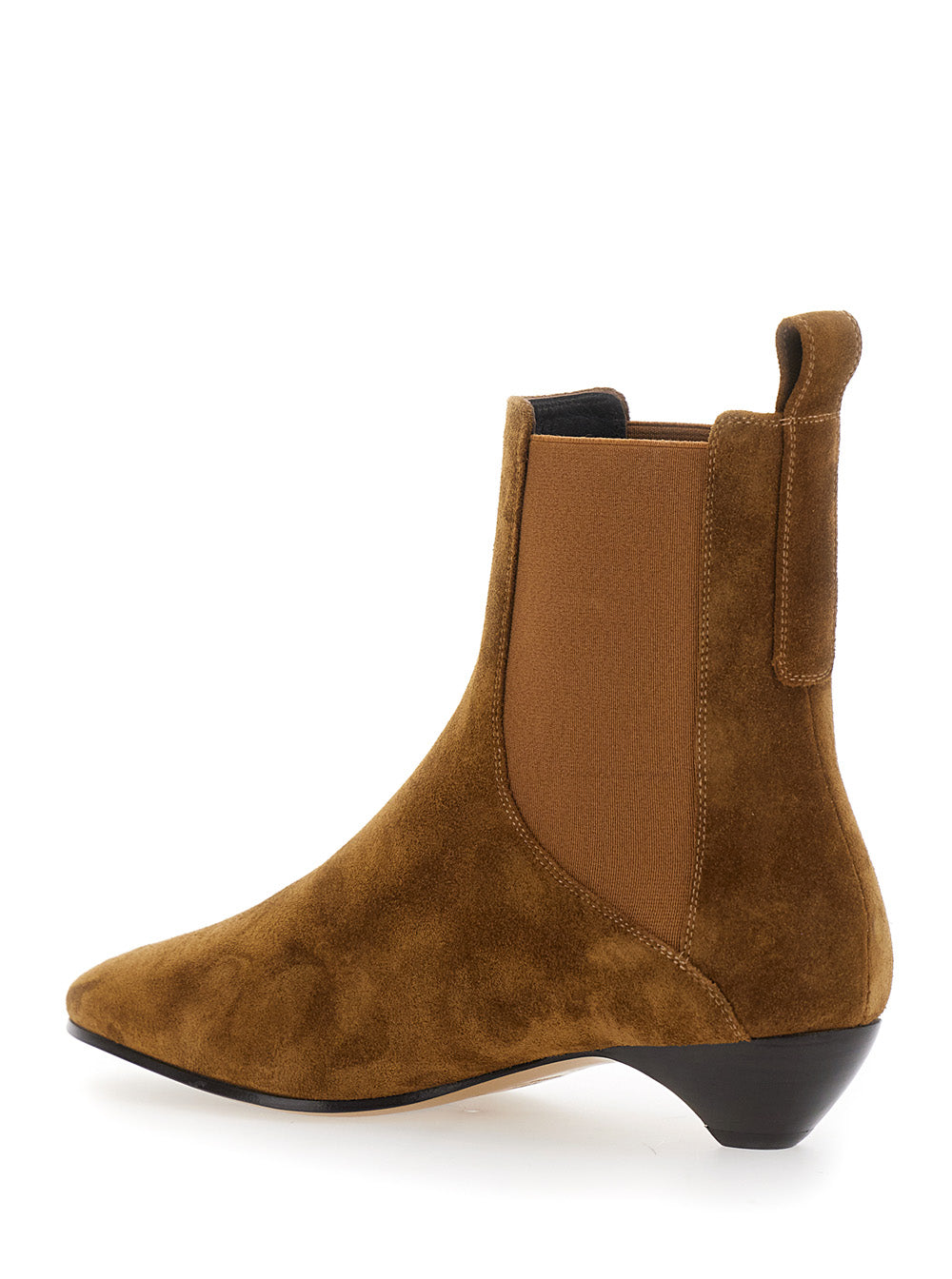 Allegra Chelsea Beige Ankle Boots with Elastic Panels in Suede Woman Brown