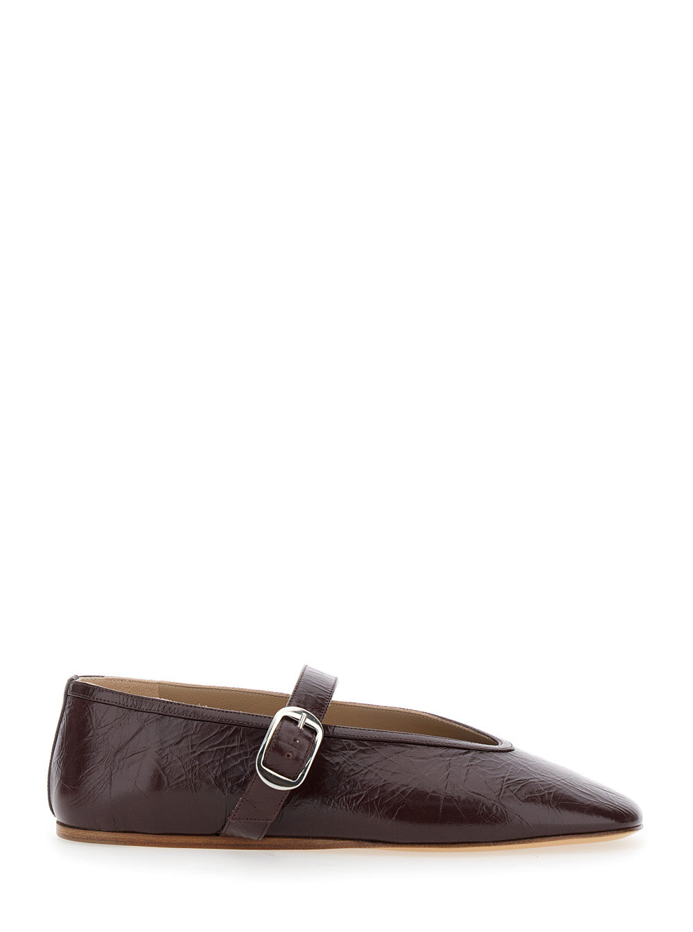 Stella Violet Ballet Shoes with Buckle Strap Closure in Leather Woman Bordeaux Ballerinas
