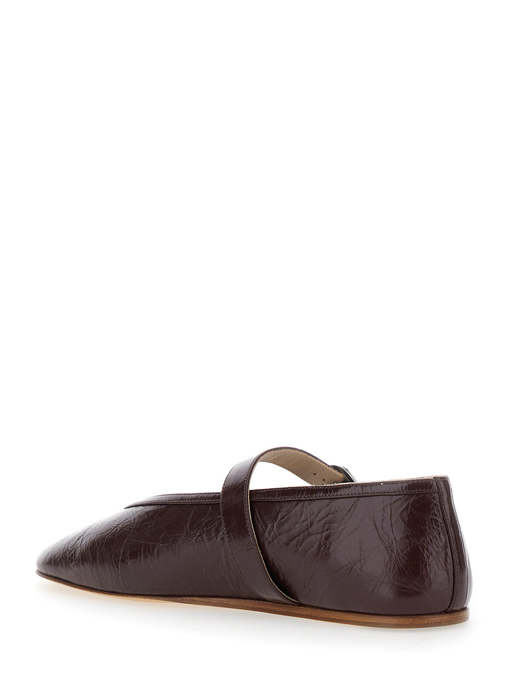 Stella Violet Ballet Shoes with Buckle Strap Closure in Leather Woman Bordeaux Ballerinas