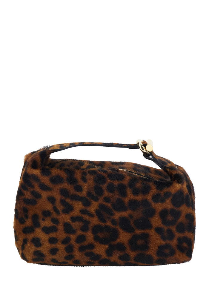 Pillow Micro Brown Handbag With All-Over Leopard Print Leather Woman Calf Hand Bags