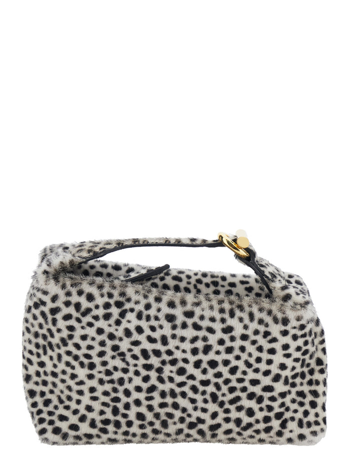 Pillow Micro White And Black Handbag With All-Over Zebra Print Leather Woman White/black Calf Hand Bags