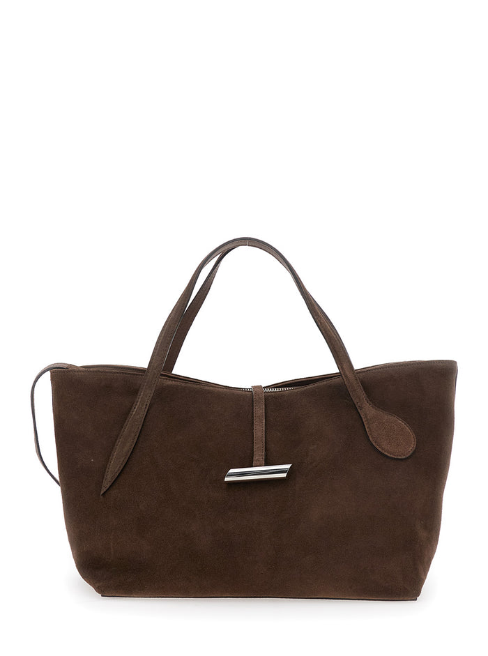Petite Penne Brown Handbag With Side Pocket Leather Woman Cow Hand Bags