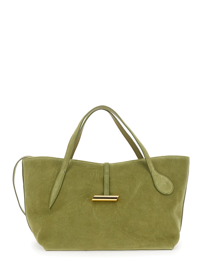 Petite Penne Green Handbag With Side Pocket Leather Woman Cow Hand Bags