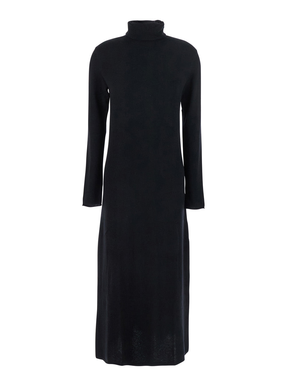 Alina Blackturtleneck Midi Dress Cashmere Woman Black Knitted Long