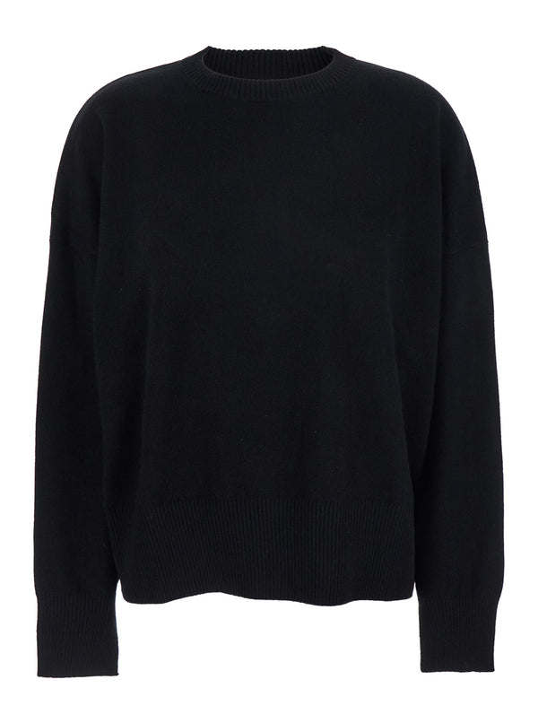 Black Cashmere Crewneck Sweater Tops