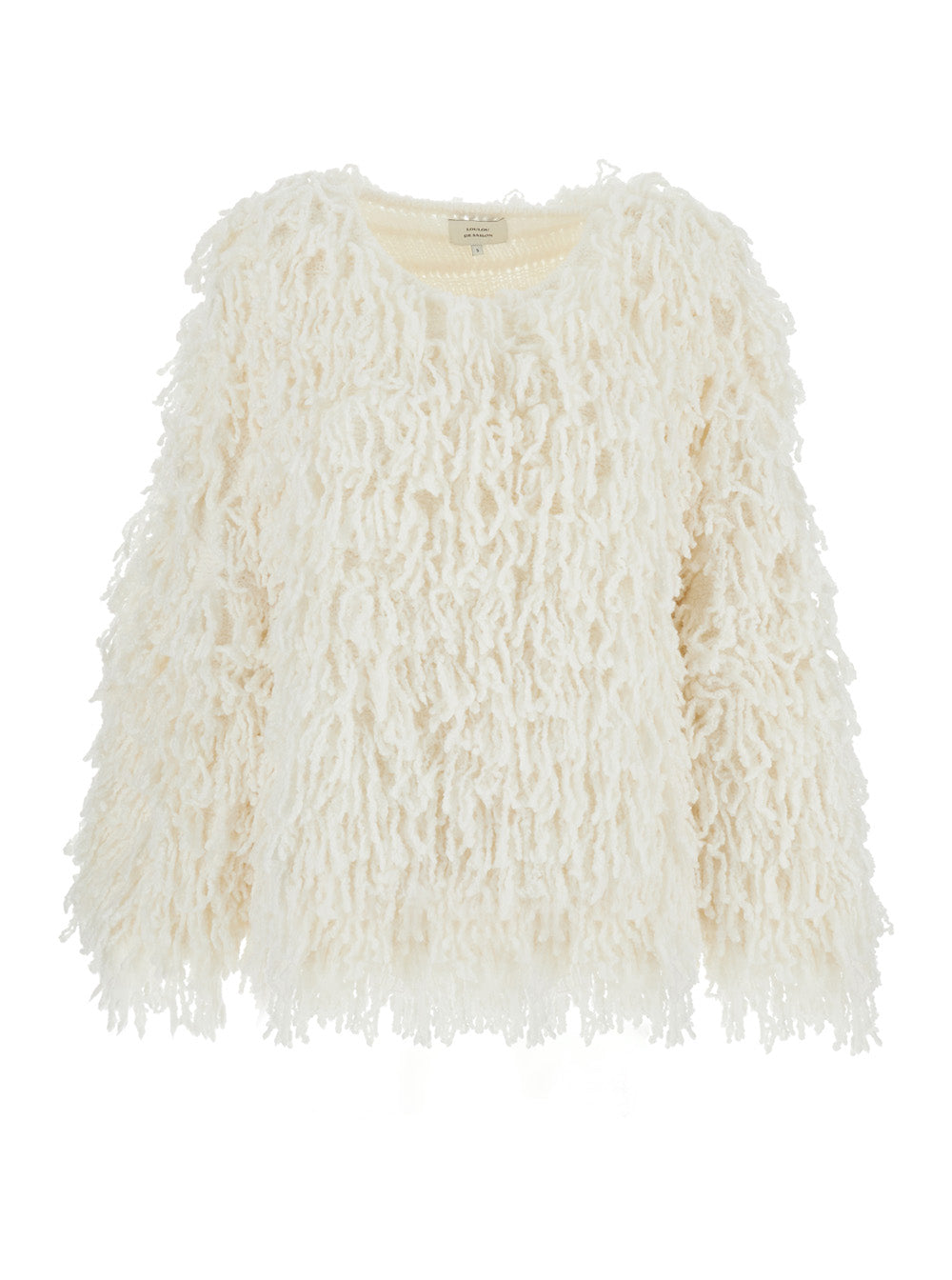 Gabin Wihte Sweater With Round Neck And All-Over Fringed Embellishments Wool Blend Woman White Jersey