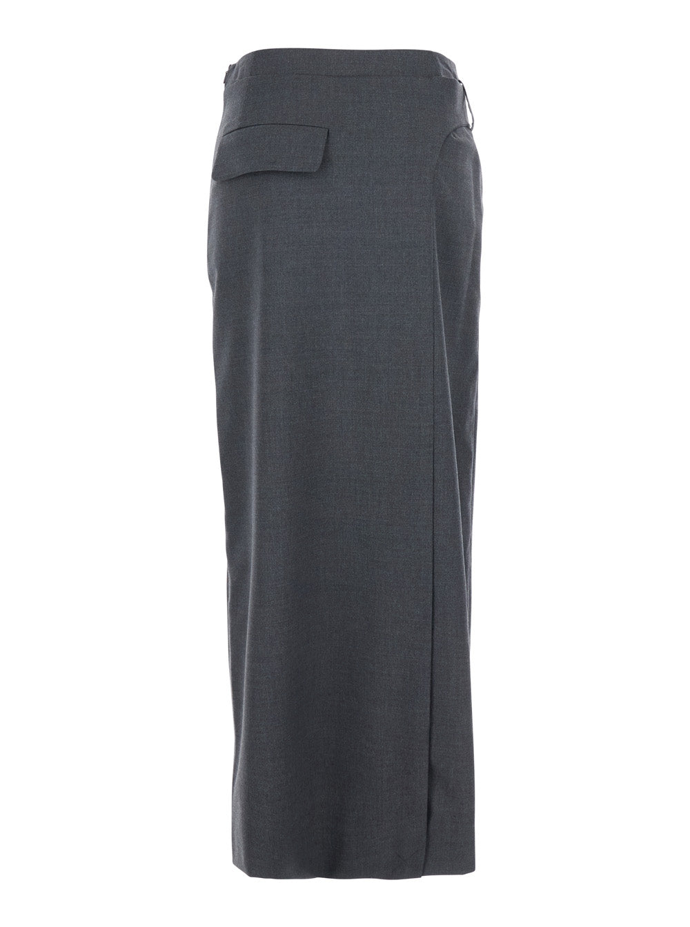 Grey Skirt With Waist Belt Fabric Woman