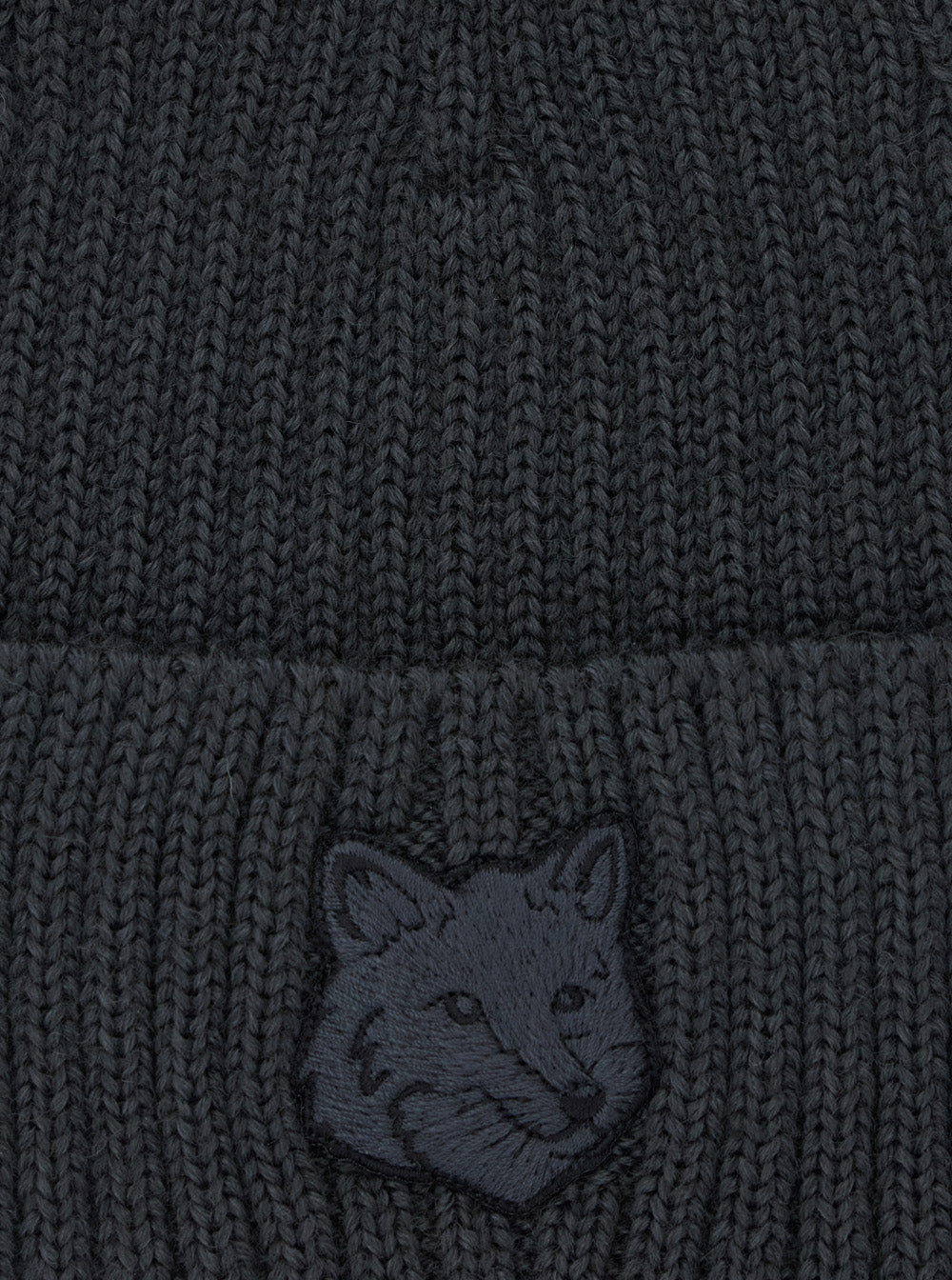 Grey Knitted Hat With Fox Patch On The Front Wool Man And Gloves