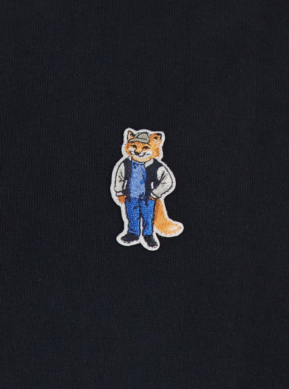 Black T-Shirt With Fox Head Patch Cotton Man Tshirts And Polo Shirts