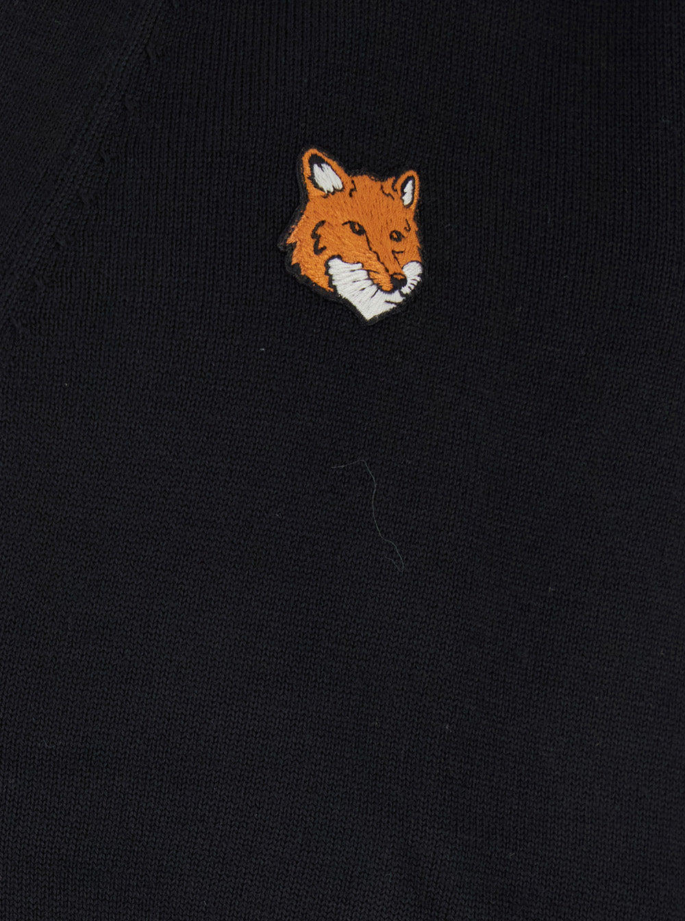 Black Cardigan With V Neck And Logo Patch On The Front Wool Man Jersey
