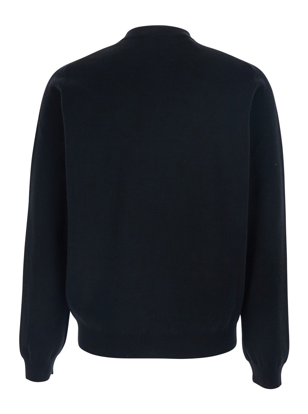 Black Sweatshirt with High Neck and Logo Embroidery on the Front in Wool Man Sweatshirts
