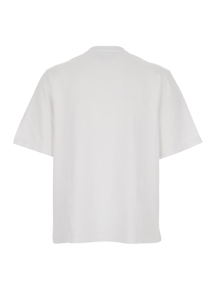 White T-Shirt with Logo Lettering Printed on the Front in Cotton Woman Tshirts And Polo Shirts