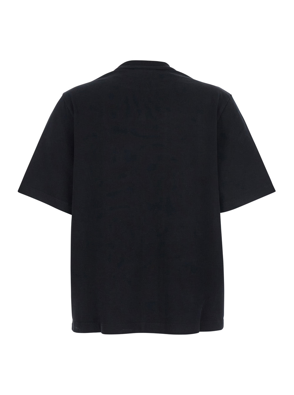 Black T-Shirt with Logo Lettering Printed on the Front in Cotton Woman Tshirts And Polo Shirts