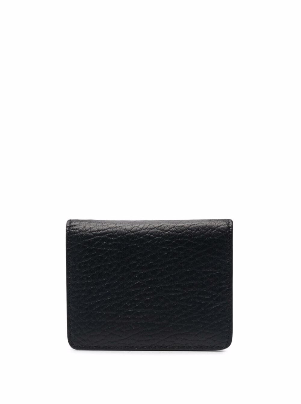 Black Bifold Wallet With Stitching Detail And Key Ring Grained Leather Woman Maison Margiela Calf Products