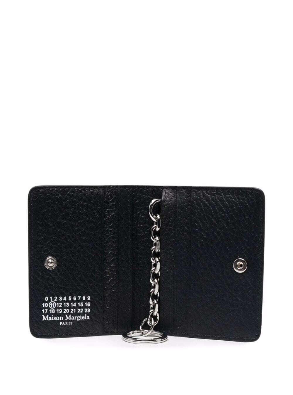 Black Bifold Wallet With Stitching Detail And Key Ring Grained Leather Woman Maison Margiela Calf Products