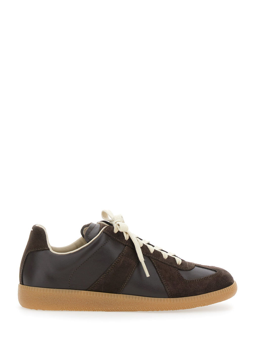 Replica Brown Low Top Sneakers Suede And Leather Woman Calf