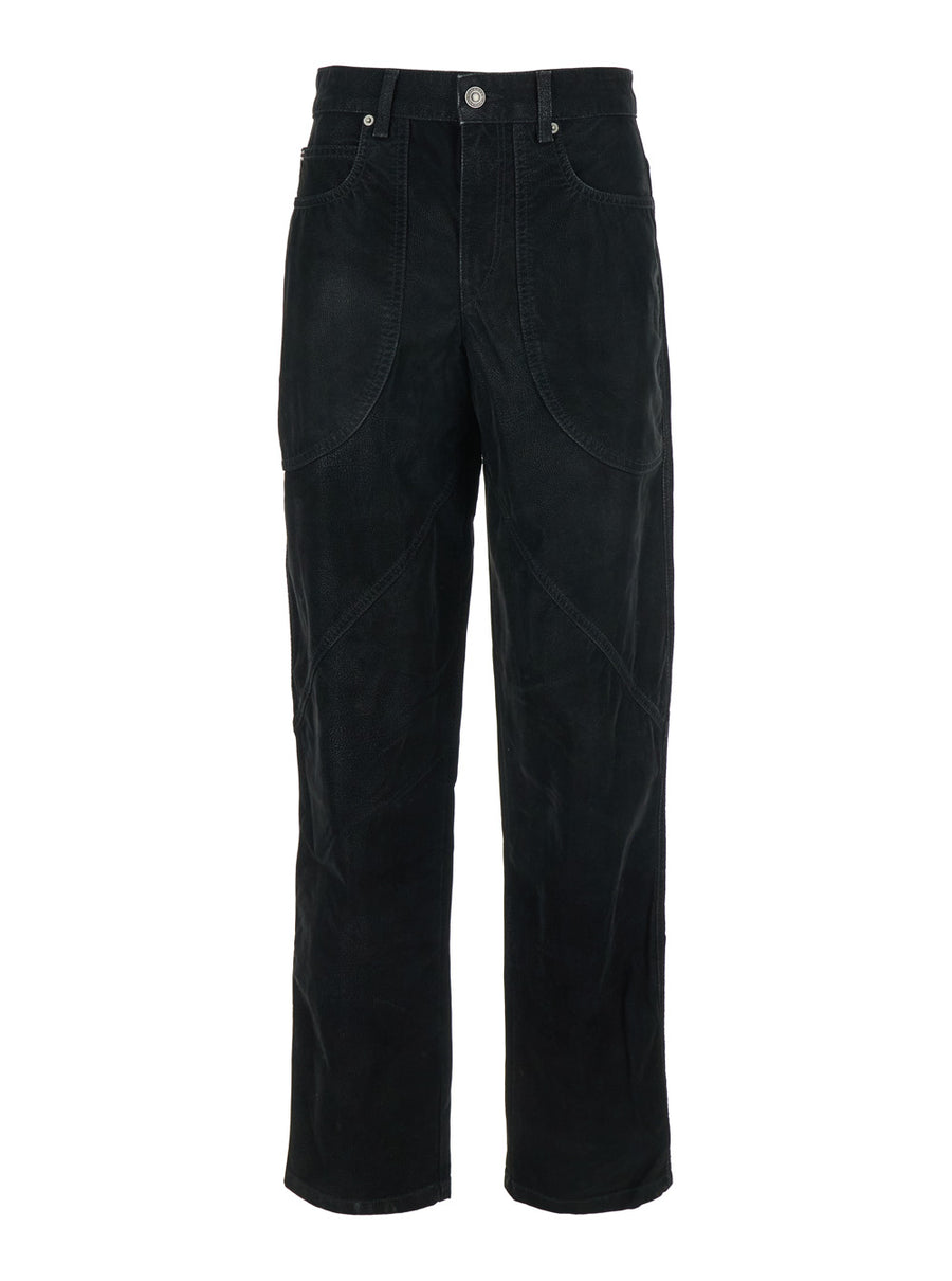 Black Jeans With Logo Patch And Tapered Leg Denim Trousers