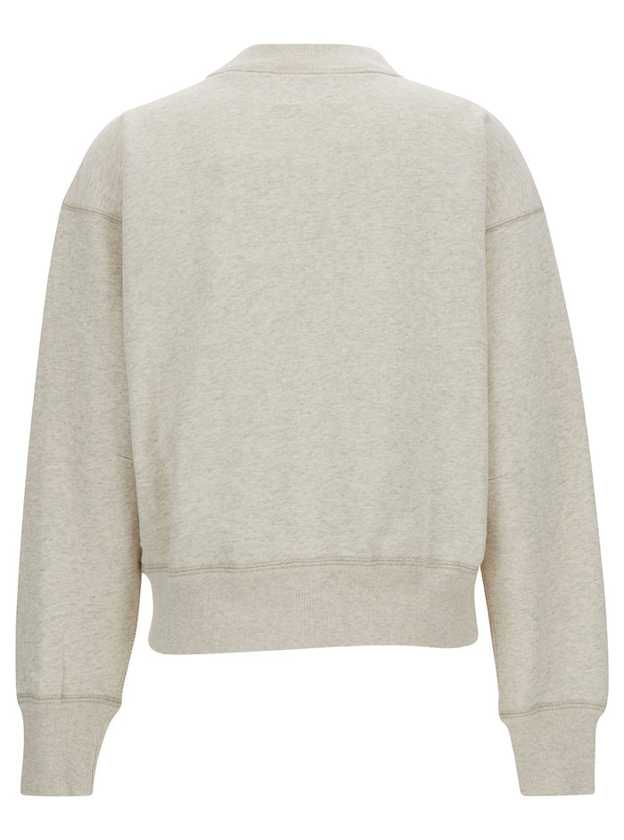 Beige High Neck Sweatshirt With Contrasting Logo Print Cotton Blend Woman Polyester Sweatshirts