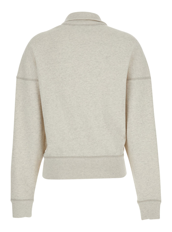 White Sweatshirt With Stand-Up Collar And Logo On The Front Cotton Blend Woman Polyester Sweatshirts