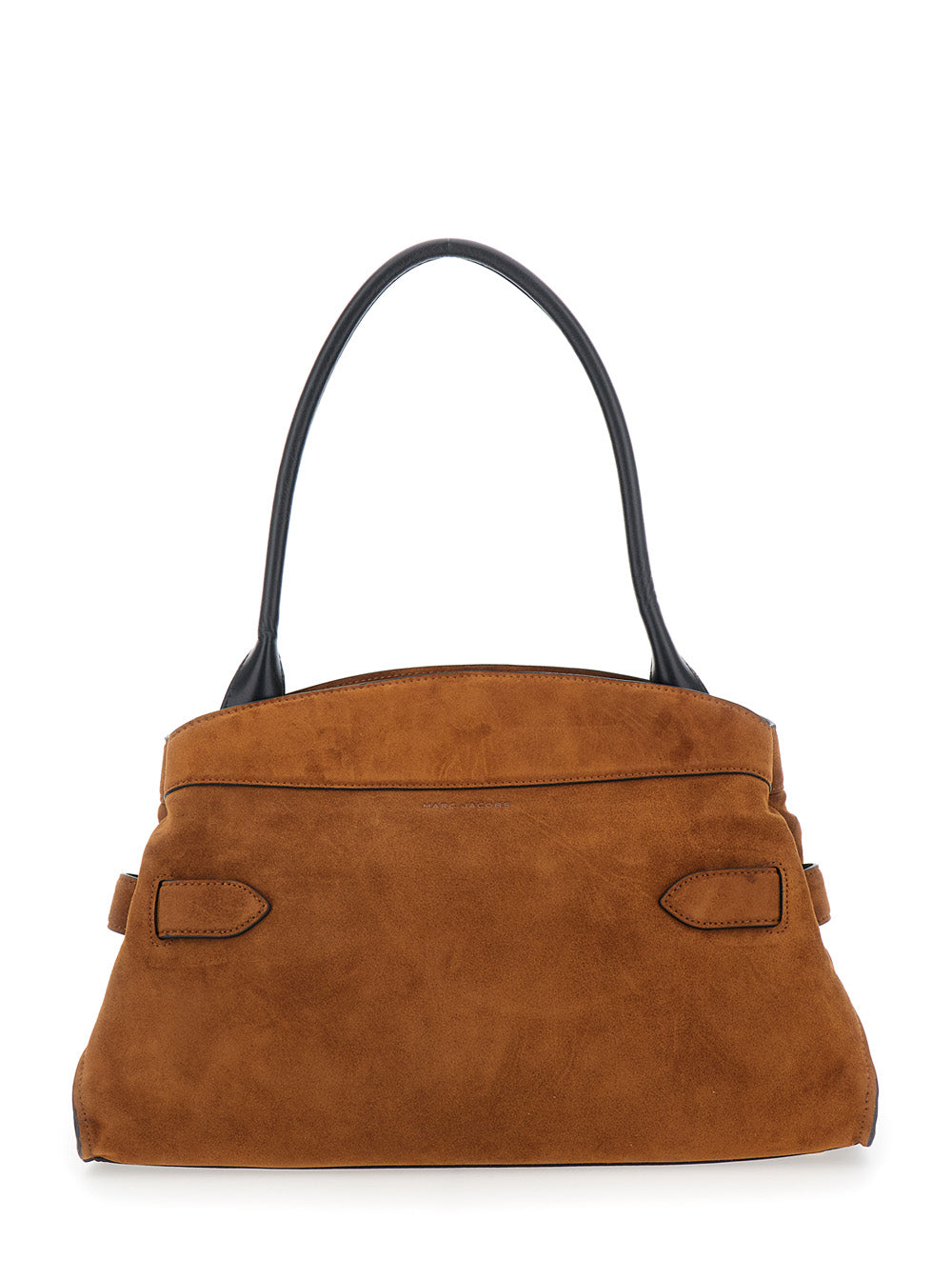 Brown Shoulder Bag with Belted Detail on the Front and One Top Handle in Suede Woman Cow