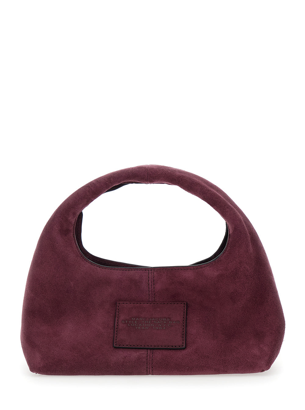 The Mini Sack Violet Handbag With Logo Lettering On Front Suede Woman Cow Hand Bags