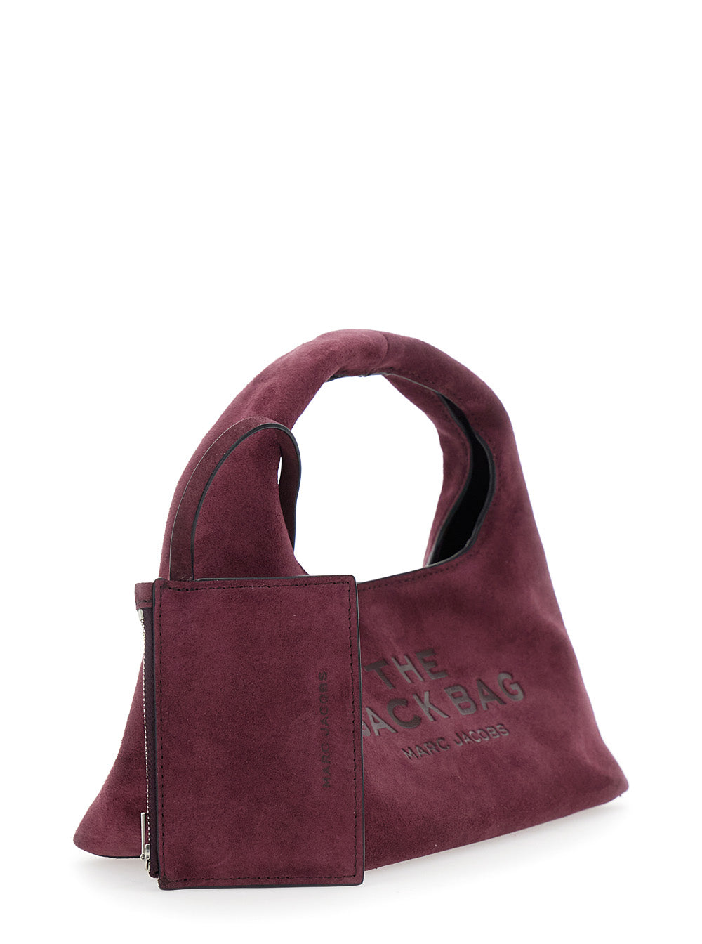 The Mini Sack Violet Handbag With Logo Lettering On Front Suede Woman Cow Hand Bags
