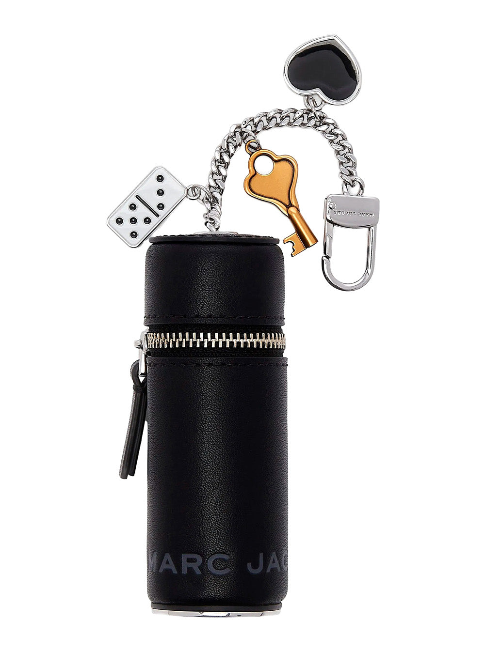 The Lipstick Case Charm Black Keychain With Pendants And Logoed Holder Leather Brass Blend Woman Products