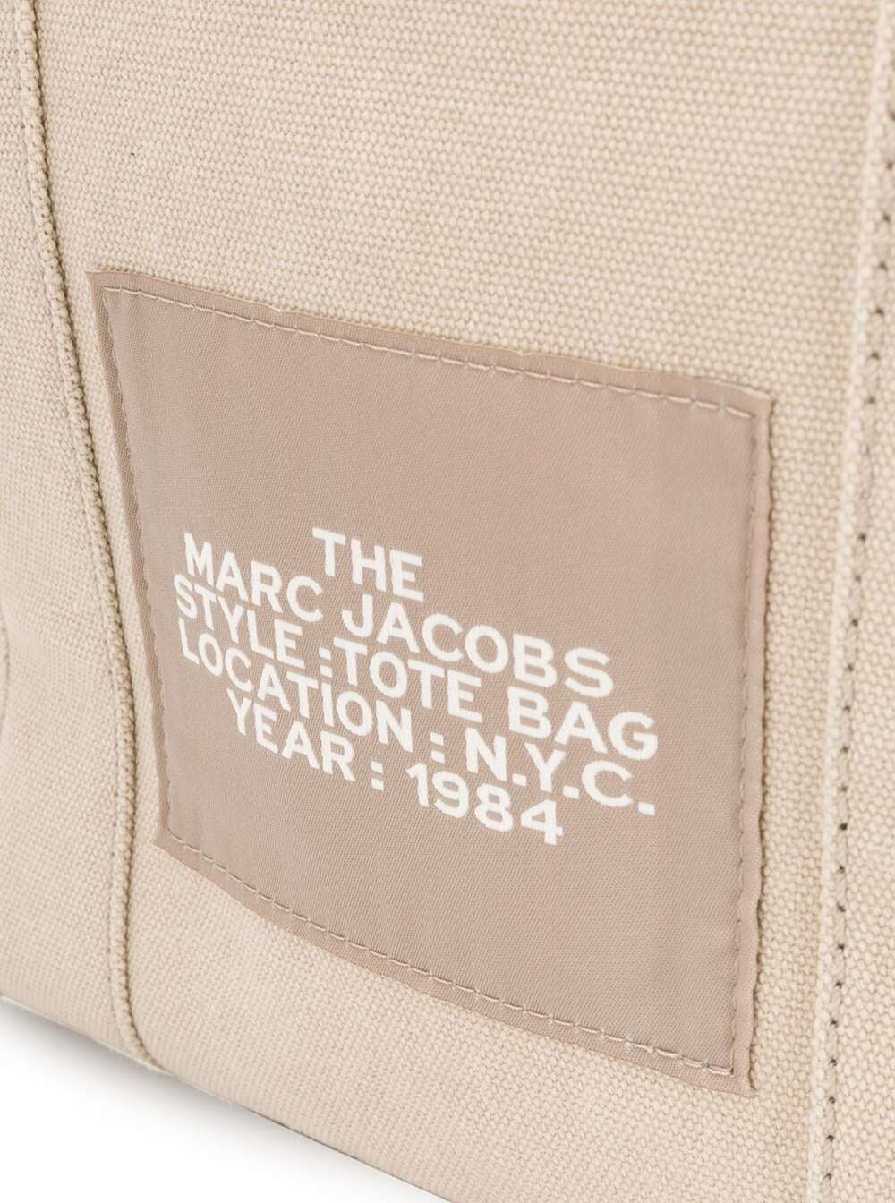 The Medium Tote Beige Bag With Logo Print Cotton Woman Hand